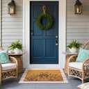 Tinideya 2 Pcs Easter Day Door Mat Welcome Outdoor Non Slip Coir Mats Flower and Bunny Floor Layering Doormats Seasonal for Front Porch Entryway Decor (Easter Bunny)
