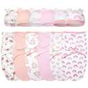 Ramede 6 Pack Swaddle Blanket with Hats for Baby Girl Boy 100% Cotton Swaddles 0-3 Months, Adjustable Breathable Skin Friendly Receiving Blanket Wrap, Essential for Newborns(Love,Pink)