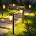 Solar Pathway Lights Outdoor, 10 Pack Metal & Glass Solar Lights Outdoor Waterproof Landscape Path Lights for Outside Yard Lawn Walkway Driveway Garden Decor