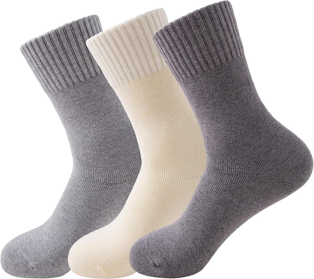 Womens Cozy Crew Socks Winter Knit Thick Soft Casual Calf Socks for Girl 3 Pairs Size 5-10