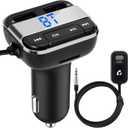 Cigarette Lighter Bluetooth FM Transmitter - Universal Wireless Car Bluetooth Adapter, Music Audio Stereo Radio Receiver w/Mic, Handsfree Calling, Siri/Google Asst, USB, SD Card Slot - Pyle PBT91.5