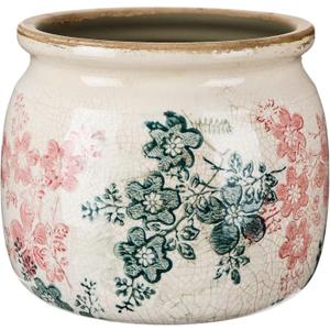 Vintage Planter Large Ceramic Plants Pot Green Pink Rose Ice Cottage Scroll Vase Flower Vase Pot Indoor Plants Home Decor Farmhouse Antique Decorative Gifts, 5.9 x 5.1 in