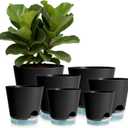 GARDIFE 2026 Upgraded Self Watering Plant Pots with Drainage Hole, 8/7/6.5/6/5.5/5/4 Inch Flower Planting Containers for House Plants, African Violet, Flowers, Cactus (Black, 8+7+6.5+6+5.5+5+4 inch)