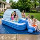 8 FT Inflatable Pool with Water Slide & UV Protection Canopy, 98x55x21 Inch Family Blow Up Pool for Toddlers and Kids, Thickened PVC Kiddie Pool for Backyard Small Space Summer Water Fun