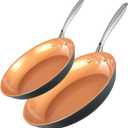 Gotham Steel 2 PK Non Stick Frying Pans Set for Cooking with 10+11 Inch Nonstick Frying Pans with Ceramic Surface, Induction Capable, Hard Anodized Frying Pans Nonstick Skillets, Oven/Dishwasher Safe (Brown)
