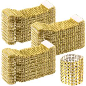 300PCS Napkin Rings, 5 x 1.5 Inch Gold Napkin Ring, Diamond Gold Napkin Rings Bulk for Table Decoration