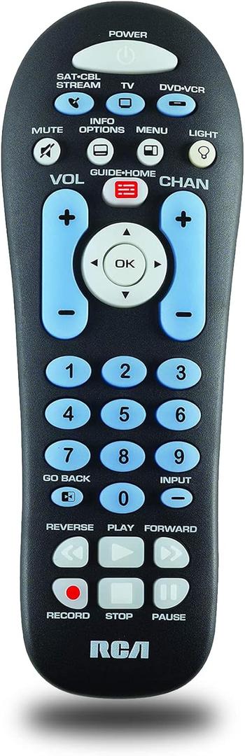RCA RCR313BE Big Button Three-Device Universal Remote, Black