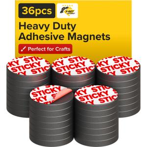 Strong Ceramic Round Magnets With Adhesive Backing (1x0.15"/25x4mm, 36 pcs) - Heavy Duty Sticky Magnets, Non-Corrosive, Versatile For Home, Office, Workshop, Whiteboard, Fridge And Hobby Use