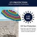 Caribbean Joe Beach Umbrella, Portable and Adjustable Tilt Sun Umbrella with UV Protection, Vented Canopy, Sand Screw Anchor, 7 FT