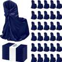 30 Pcs Navy Blue Chair Covers, 43x55 inch Silky Satin Universal Chair Covers for Wedding, Fits All Type of Chairs,Removable Washable Chairs Slipcover Event Dinning Slipcover for Party/Event/Banquet