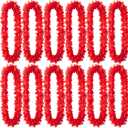 Suncalla 12 Pcs Hawaiian Leis Garland Ruffled Hula Aloha Flower Necklaces Luau Hen Stag Hawaiian Fancy Dress Decorations for Adults Beach Tropical Themed Birthday Summer Party Favors(Red)