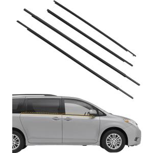 Window Trim Seal, Weather Strip Belt Set, Compatible with 2011-2020 Toyota Sienna, Replace#6816008020 6821008020 6818008020 6823008020, Door Window Weather Stripping, Rubber Seal Moulding (4PCS)