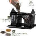 Kingsyard Bird Feeder for Outdoors Hanging, Dual-Use Metal Mesh Wild Bird Feeders with Seed Tray & Weatherproof Roof, 3 lbs Large Capacity, Black