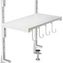 2-Tier Clamp On Desk Shelf, Clamp on Desk Shelf, 13 inch Adjustable Above or Under Wood Desk Storage Shelves, Heavy Duty Desktop Organizer for Working and Gaming Accessories, White