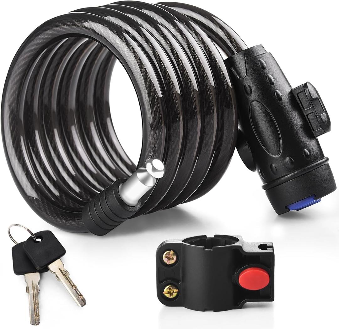 Bike Lock, [4ft/1.2m] Diyife Bike Cable Locks with 2 Keys, Weatherproof Heavy Duty Bicycle Lock Cable Anti-Theft Security Cable with Mounting Bracket for Motorcycle, Scooter, Ebike