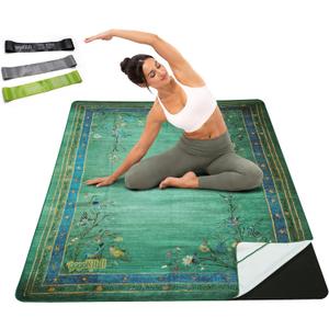 Gogokiwi Yoga Mat and Towel Set, 72 x 48 in, 1/2 in, Non Slip for Hot Yoga