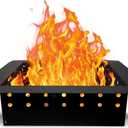 FEBTECH Square Fire Pit Insert - 32" Outside & 24" Inside Carbon Steel Smokeless Fire Ring with Air Vents - DIY In-Ground or Above Ground Liner for Outdoor Garden, Camping & Gatherings