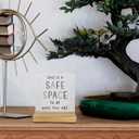 Mental Health Wooden Sign, Safe Space Quote, 4 x 5.5 Inches, Modern, Tabletop Mount, Words & Quotes, Home & Office Decor, Gift (White, Brown)