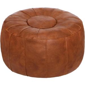 Thgonwid Unstuffed Moroccan Storage Pouf Foot Stool Ottoman Seat Handmade Faux Leather Bean Bag Floor Chair Foot Rest for Living Room, Bedroom or Balcony (Light Brown)