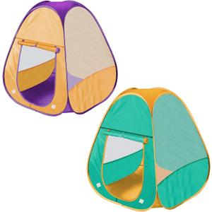 Kids Play Tent 2 Pcs Pop Up Tent for Girls and Boys, Automatic Setup and Foldable Playhouse Castle Toys Outdoor and Indoor (Green+Orange)