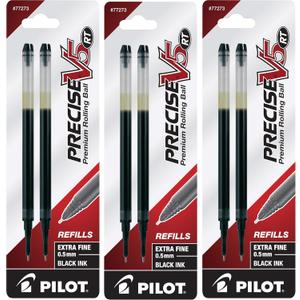 Pilot, Precise V5 RT Liquid Ink Refills, Extra Fine Point 0.5 mm, Black, Pack of 5