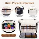 DALINDA Crochet Bag Organizer,Yarn Bag and Tote- Yarn Storage with Multiple Pockets for Crochet Supplies, Knitting Bag for Gifts,Portable & Durable(Brown)
