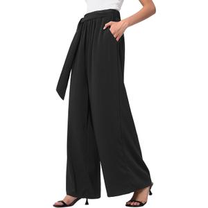 6 x QIANXIZHAN Women's Wide Leg Pants,Dressy Flowy Lounge Work Dress Pants (Black, XL)