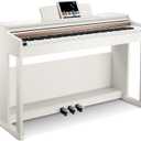 Donner DDP-100 88-Key Weighted Action Digital Piano, Beginner keyboard piano Bundle with Furniture Stand, Power Adapter, White, DDP-100