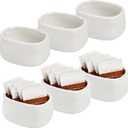 Dicunoy Set of 6 Sugar Packet Holder, Ceramic Sugar Caddy for Sweetener, Classic Restaurant White Tea Bag Organizer Bowl Storage Dish for Coffee Bar, Home