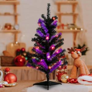 Halloween Tree Tabletop Halloween Decorations Artificial Black Purple Trees for Indoor Outdoor Home Office Garden