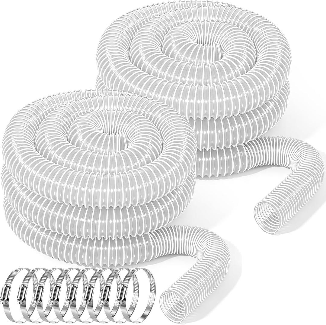 2 Sets Dust Collection Hose 2 1/2" x 20' Heavy Puncture Resistant PVC Dust Collection Hose with 8 Carbon Steel Wire Coil for Woodworking, Workshops, Collectors