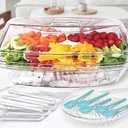 INNOVATIVE LIFE High-end Veggie Fruit Tray with Lid, Ice Chilled Vegetable Serving Platter with Ice Tray on Bottom, Perfect for Entertaining, Parties and Buffet, Clear