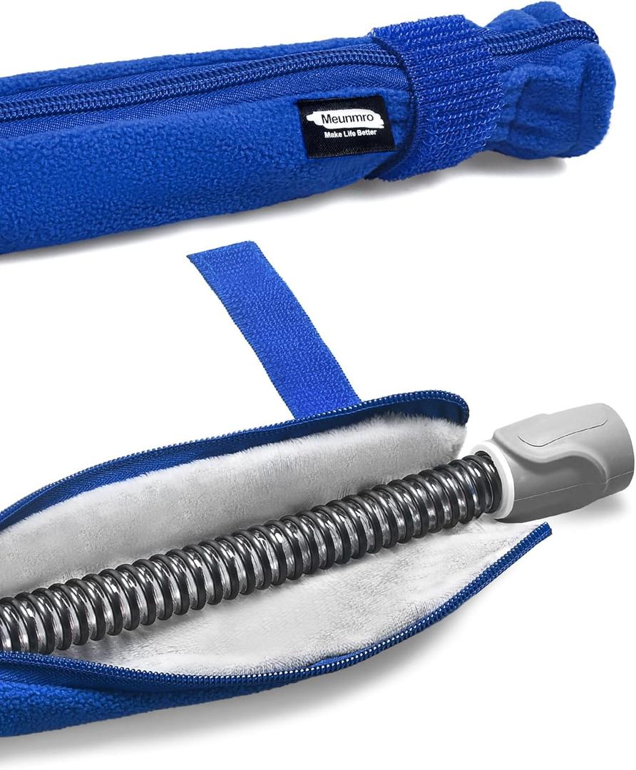 6.5ft Cpap Hose Cover for Heated Tubing, Double-Sided Thickened Cpap Tube Cover Compatible with Resmed Airsense Climatelineair 10&11 Tubes, Cat Proof Cpap Sleeve for Tube Full Zipper (Blue)