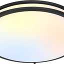 LED Flush Mount Ceiling Light Fixture, 18 Inch Dimmable 5CCT Selectable 2700K Warm White-6500K Super Bright Daylight White, 50W 6000LM Round Black Ceiling Lamps for Living Room Bedroom Kitchen, 1 Pack