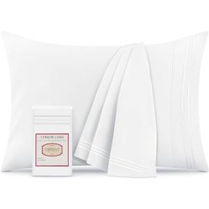 Mellanni Pillow Cases - Luxury, Extra Soft, Cooling Pillow Covers - 2 PC Iconic Collection Pillowcases - Envelope Closure (King 20"x40", White)