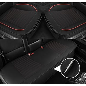 Tapha
Microfiber Leather Car Seat Cover Full Set, Includes Front & Back Car Seat Protector, Premium Interior Covers with Storage Pockets, Padded Seat Covers for Cars Trucks SUV Auto (Black & Red Stitching)