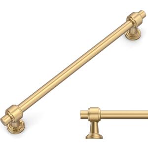 Amerdeco 10 Pack Champagne Bronze Cabinet Pulls 10 Inch(254mm) Hole Center Drawer Pulls Cabinet Hardware Kitchen Cabinet Handles for Bathroom Dresser Pulls ZH0069