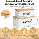 Teenyyou 2 Pcs Extra Large Bread Box with Slicer, Metal Farmhouse Bread Storage Container with Bamboo Cutting Board Lids Multi-size Breadbox Set for Kitchen Countertop (White)