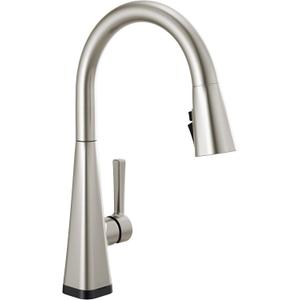 Delta Lenta Brushed Nickel Touch Kitchen Faucet with Pull Down Sprayer, Modern Single Hole Touch On Kitchen Sink Faucet, Single Handle, SpotShield Stainless 19802TZ-SP-DST