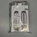 Gravity Electric Salt and Pepper Grinder Set, Adjustable Coarseness, Automatic Shakers Mill Grinder with LED Light, Upgraded Larger Capacity, One Hand Operated (Sliver 2 Pack)