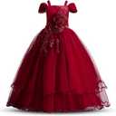 TTYAOVO Girls Applique Prom Gowns Luxury Wedding Birthday Party Princess Long Dresses (13-14 Years, Red)