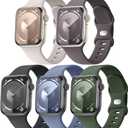 5 Pack Soft Silicone Bands - Compatible with Apple Watch Ultra 2 & Ultra Band 49mm 45mm 44mm 46mm 42mm 41mm 40mm 38mm Men Women, Maledan Sport Strap Band for Ultra 3/2/1 iWatch SE Series 11 10 9 8 7 6 5 4 (Black/ Starlight/ Clay/ Blue Gray/ Army Green)