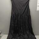 LAGSHIAN Women's Summer Strapless Flowy Maxi Dress Tube Bodycon Split A Line Long Party Dresses Black, XL