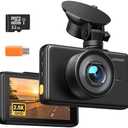 iZEEKER 2.5K Dash Cam, 1440P QHD Car Camera with Free 32GB Card, 3" IPS Display, Night Vision, WDR, 170°Wide Angle, Loop Recording, G-Sensor Emergency Recording, 24H Parking Mode, Type C