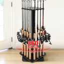 Ghosthorn Fishing Rod Holders for Garage 360 Degree Rotating Fishing Pole Rack, Floor Stand Holds up to 16 Rods Wood Fishing Gear Equipment Storage Organizer, Fishing Gifts for Men Women