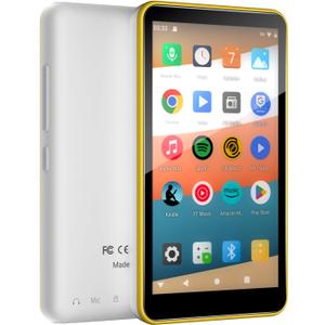 MP3 Player with Bluetooth and WiFi, 144GB Storage & Android OS, 4" Touch Screen, FM Radio, Kids MP3 & MP4 Player with Spotify, Amazon Music, and Google Play Store, DGTenk Portable Media Player(Yellow)