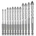 12 Pcs Concrete Carbide Drill Bits Set Hex Shank Masonry Cement Tile Drill Bit Set Hex Shank for Glass/Brick/Plastic/Wood/Procelain/Aluminium/Tile 5/32"-1/2"