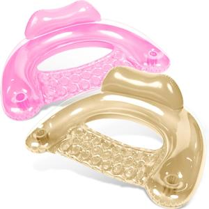 SLOOSH Inflatable Pool Floats Adult,2 Pack Pool Chairs with Cup Holders,Pure Blow up Floats Chair,Hammock Noodle Mat for Relaxing Summer Water Fun Swimming Party Beach (Pink,Champagne)