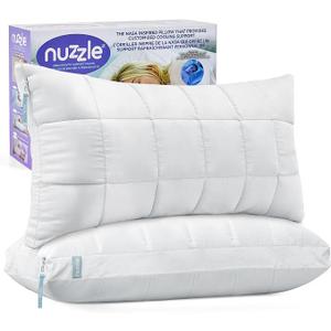 Nuzzle Neck Pillow Adjustable King Size Set of 2,Soft Luxury Hotel Feel
Bed Pillows King Size Set of 2 with Adjustable Height & Firm Feel for Side, Back and Stomach Sleepers–Gift for Women & Men