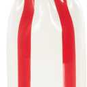 Deco 79 Ceramic Decorative Vase Round Centerpiece Vase with Red Vertical Stripes, Flower Vase for Home Decoration 5" x 5" x 12", White